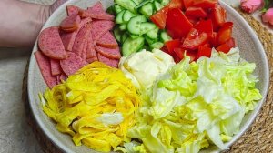 Простые рецепты.ХИТ САЛАТ 2025! ЭТОТ САЛАТ СМЕТУТ СО СТОЛА ПЕРВЫМ ВЫ ТОЧНО ТАКОЙ САЛАТ НЕВИДЕЛИ!