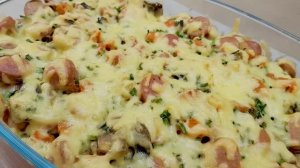 Рецепт вкусного сытного ужина или обеда с колбасой для семьи.