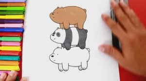 Как нарисовать и раскрасить Медведей (панду, белого медведя и бурого медведя)