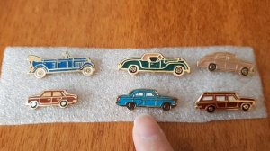 Значки автомобили СССР. Ваз 2101 (копейка), Газ 21, М 20 (Победа), Газ 24 (Волга универсал) и др.