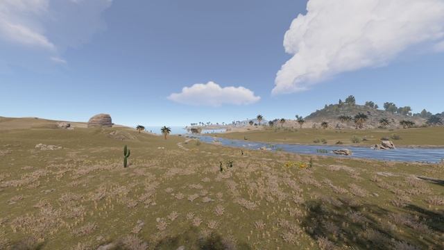 Река в пустыне Раст, Кабаны, тыквы, кактусы. Живые обои смотреть онлайн