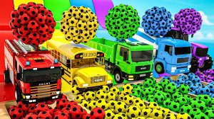 Раскрашиваем шарики и поем песенку! Футбольные мячи и колеса в автобусе Детские песенки