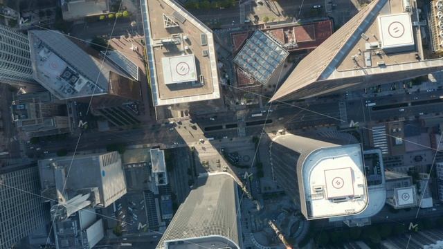 AERIAL: Slow uplifting birds eye View flight over Downtown Los Angeles California Grand Avenue in
