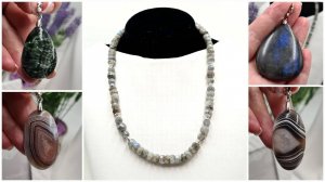 Собираю бусы из лабрадора. Презентация кулонов: серафинит, агат Ботсвана и лабрадор.
