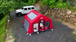 CAMPING IN HEAVY RAIN WITH A LUXURY NEW AIRTENTㅣRAIN ASMR