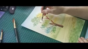 Дерево акварелью