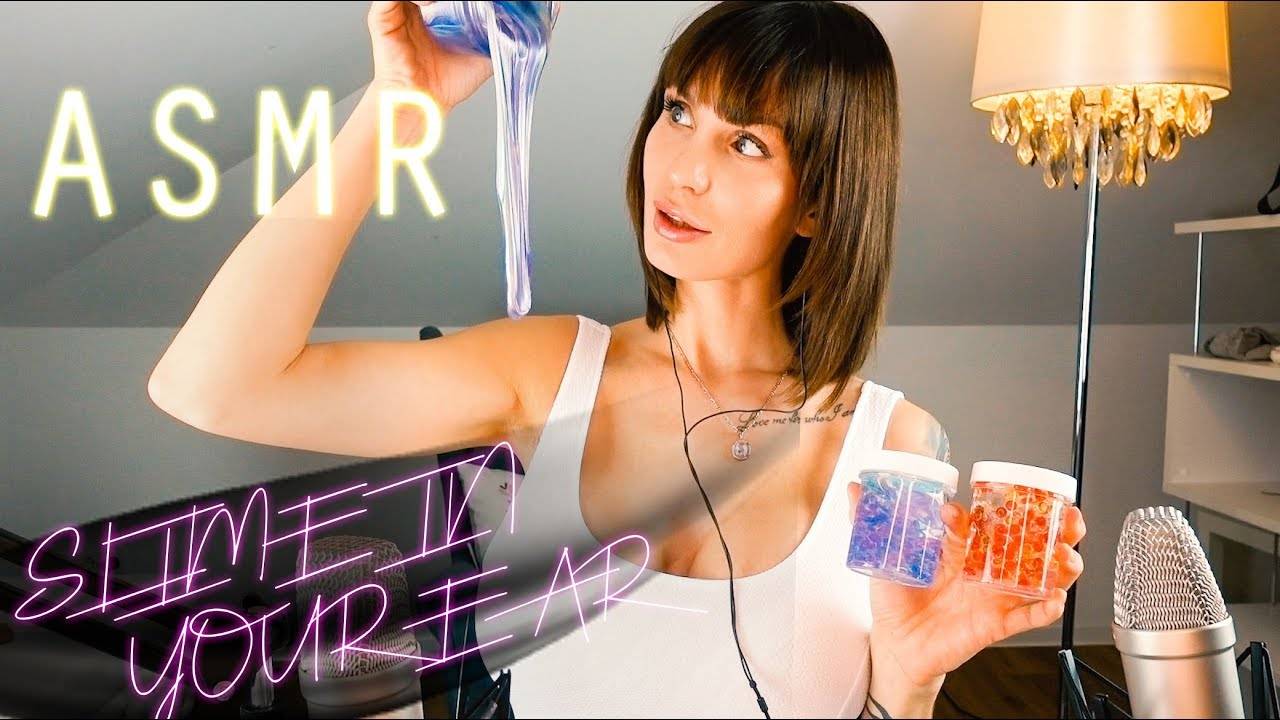Слайм-триггер АСМР звучит в ваших ушах мягким шепотом - идеальное время для сна