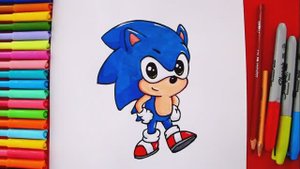 Как нарисовать и раскрашивать СОНИКА в стиле кавай. Как нарисовать милого ёжика Соника