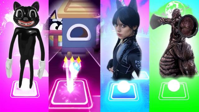 Cartoon Cat vs Bluey vs Wednesday Addams vs Siren Head - Tiles Hop EDM Rush смотреть онлайн