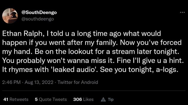 AUDIO LEAK: Southern Dingo drops BOMBSHELL recorded Ethan Ralph (Killstream) call. смотреть онлайн