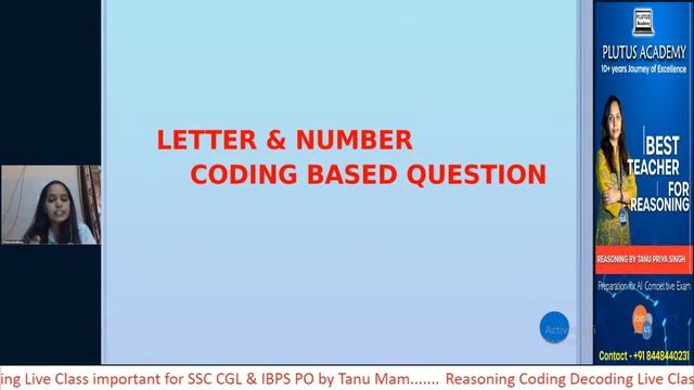 Reasoning Coding Decoding Live Class important for SSC CGL & IBPS PO by Tanu Mam