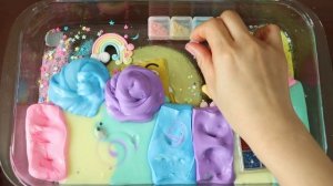 Смешиваем тени  «Губка Боб», макияж, детали, блёстки в слайм! Увлекательное видео со слаймом! ★ASMR★