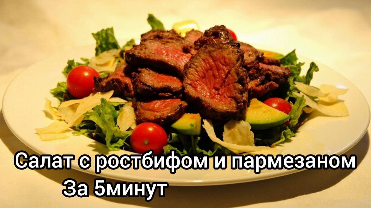 Как приготовить салат с ростбифом и пармезаном за 5 минут!