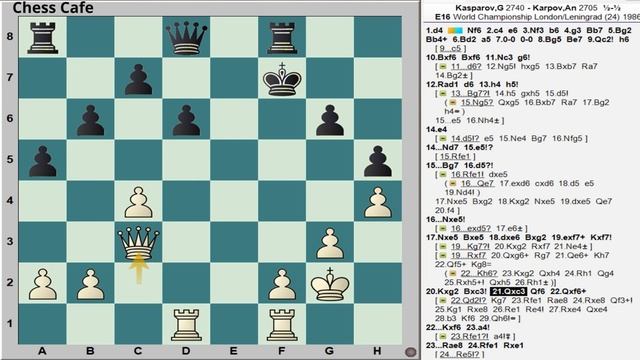 #24 Kasparov vs Karpov: World Chess Championship 1986 | Queen's Indian Defense | game 24