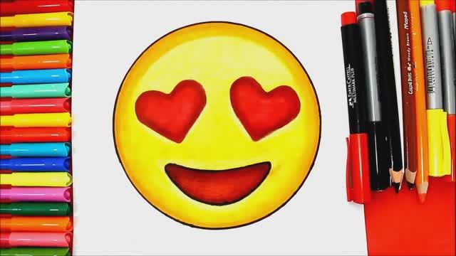 Как нарисовать эмодзи с глазами-сердечками (смайлик любви)