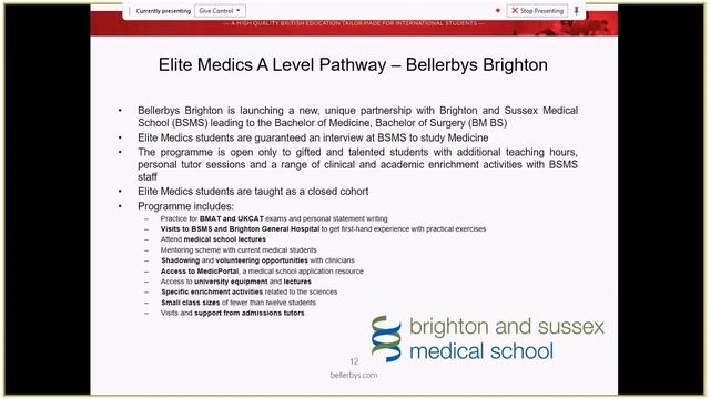 Bellerbys College in London and Brighton, UK - May 2020  Virtual Event | Presentation