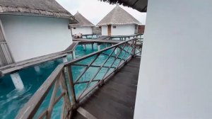 Angaga Island Maldives Resort review. Superior water bungalow villa room tour @WetravelMaldives