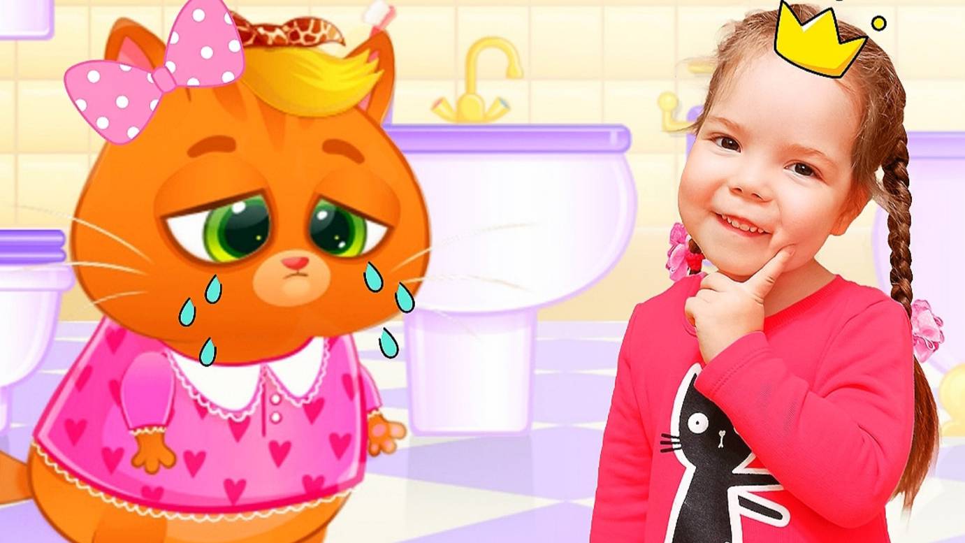 Настя и котик Bubbu играют в игре | Настя играет с котиком Бубу в дочки матери