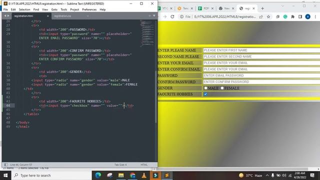 LEARN IN THIS VIDEO HOW TO CREATE BEAUTIFUL REGISTRATION FORM WITH FAVOURITE HOBBIES TAGS USING HTM
