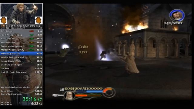 EA's Lord of the Rings: Return of the King NG+ speedrun in 1:09:20 (Console) смотреть онлайн