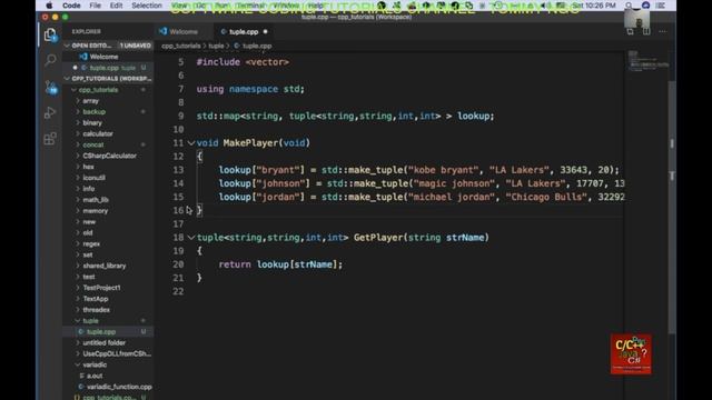 Creating tuple and using it in C++ programming | Software Coding Tutorials Channel