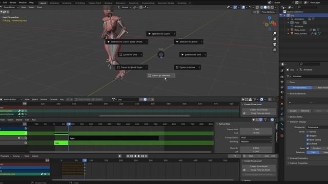 Nonlinear Animation Blender 025 Changing the location of Action Cursor to Selected Shift S смотреть онлайн
