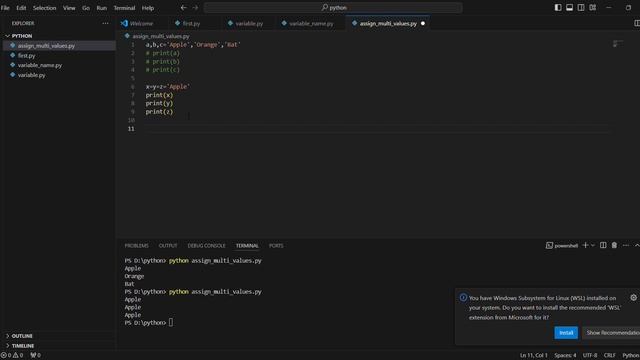 Assigning Many Values to Multiple Variables in Python | Python Programming Tutorial
