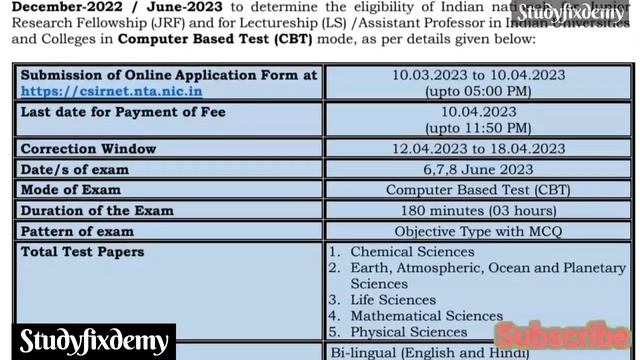 CSIR UGC NET Notification June 2023 || JRF & Lecturership Exam Date 6, 7, 8 June 2023