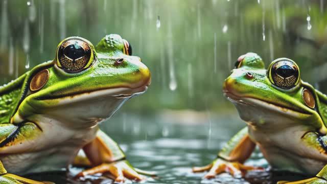 1 час. Лягушки квакают в дождь для сна. Черный экран