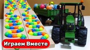 Играем в машинки ! Играем в шарики ! Запускаем шарики в МАШИНКИ ! Видео для детей !