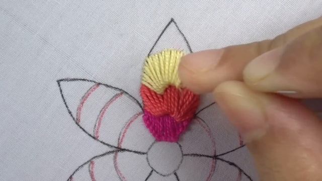 Hand Embroidery amazing color layer flower design with easy following sewing stitch & beads