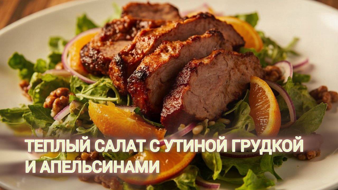 Как приготовить тёплый салат с утиной грудкой и апельсинами 🍊🦆