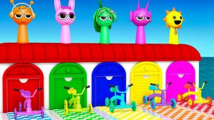 Игра с длинными слайдами со Спрунки, Пинки и Ореном Винерией, 3d-игра с животными