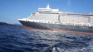 LEAVING ON  A SMALL BOAT FROM THE QUEEN ELIZABETH QE CRUISE SHIP TO RHODES ISLAND GREECE