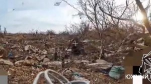 Кадры объективного контроля уничтожения группировкой "Юг" минометного расчета ВСУ