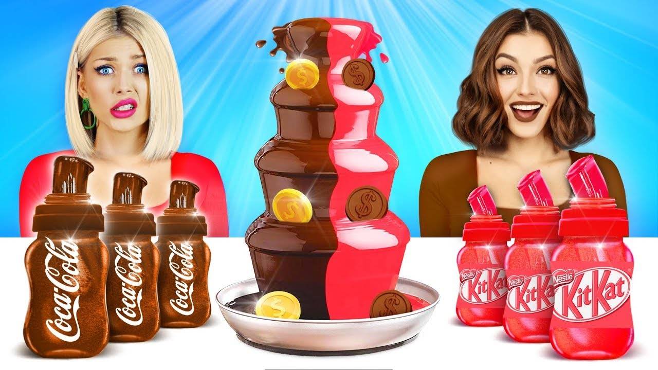 ШОКОЛАД С МЕДОВЫМ ЖЕЛЕ VS НАСТОЯЩАЯ ЕДА   Безумная война еды со сладостями целый день