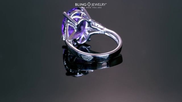 3.83CT Purple Gemstone Zircon Oval Amethyst Ring 925 Sterling Silver