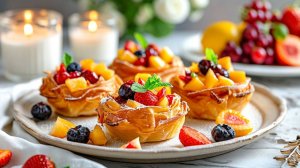 Десерт Фруктовые Корзиночки из теста Фило с медом и рикоттой!
