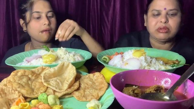 ASMR EATING SPICY 🔥MUTTON CURRY+WHITE RICE+PURI+GREEN CHILLI+PAPAD | BIG BITES l *FOOD VIDEOS*