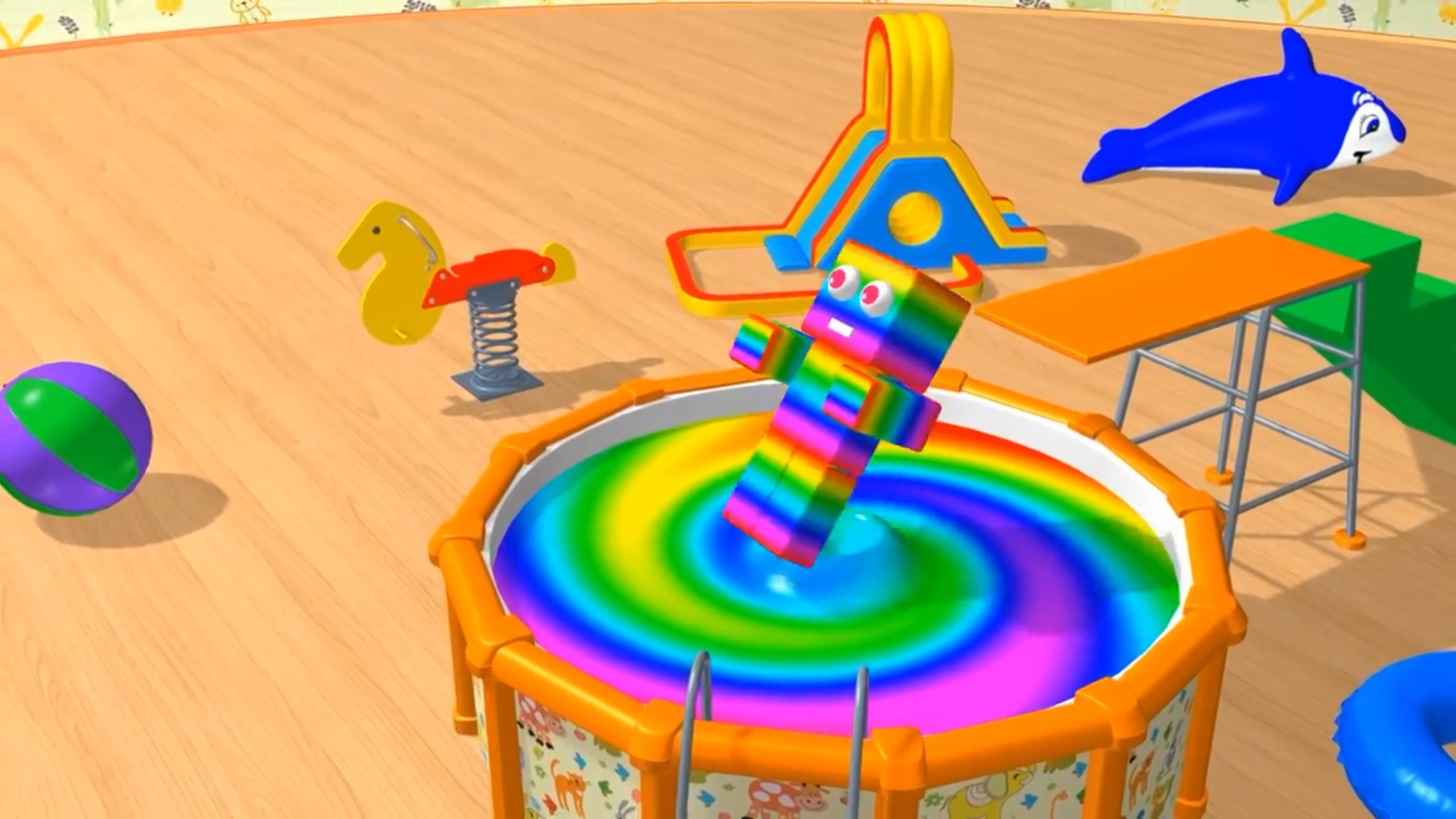 Мультики для детей, учим цвета, разноцветный бассейн, пак мэн и машинка смотреть онлайн