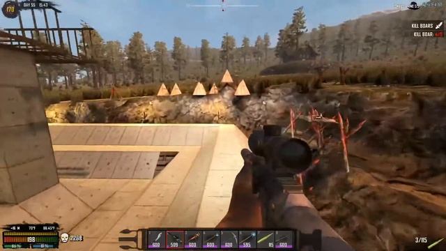 7 Days to Die Day 55 E55 Long Road Trip and 10 turrets смотреть онлайн