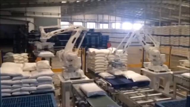 50KG Flour Bags Palletizing - 900 BPH per Robot смотреть онлайн
