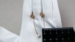 Золотые серьги Александра с фианитом и жемчугом с622-10ск