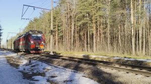 электровоз 2ЭС4К-144 "дончак" комп."Трансойл" следует резервом на перегоне Ржевка-Заневский пост 1