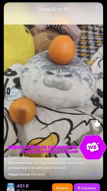 Отзывы 2 Артикул на ВБ: 265571463 #мягкиеигрушки #игрушки #тюлень #юмор #прикол #мем