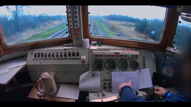 Вид из кабины машиниста поезд ЕР-1 - 224 1962г. РВЗ RVR. Звук разгона из моторного вагона.