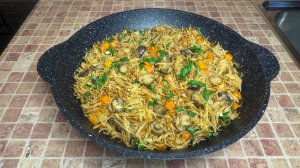 Вкусная Жареная Вермишель с Овощами и Грибами на Сковороде за 20 минут