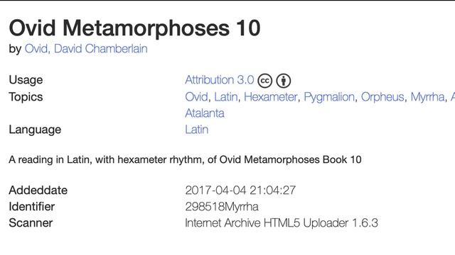 Metamorphoses, Book Ten, Myrrha (298-518) смотреть онлайн