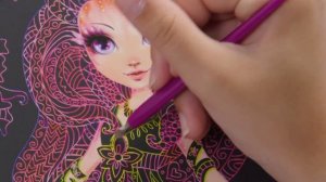 Набор для рисования техникой граттаж для девочек, серия "Petulia" (14 эскизов, 2 скребка)