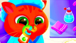 Лечим Котика Бубу от Насморка, купаем, кормим, играем / Игровой развивающий мультфильм для детей